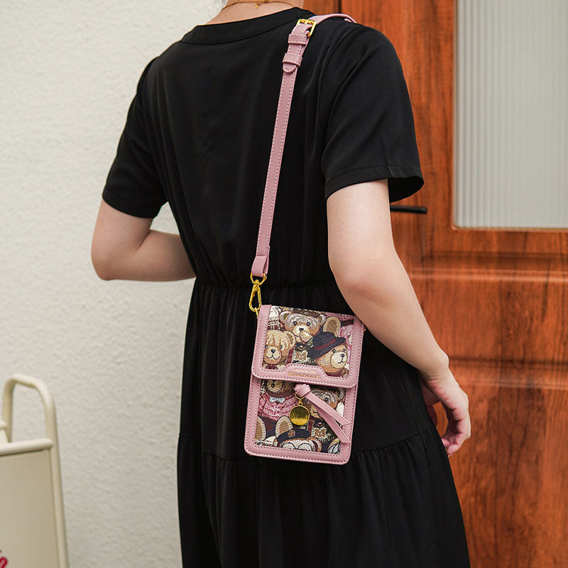 【全3色】テディキャンバスレザースマホショルダーバッグ【その他のタイプ】