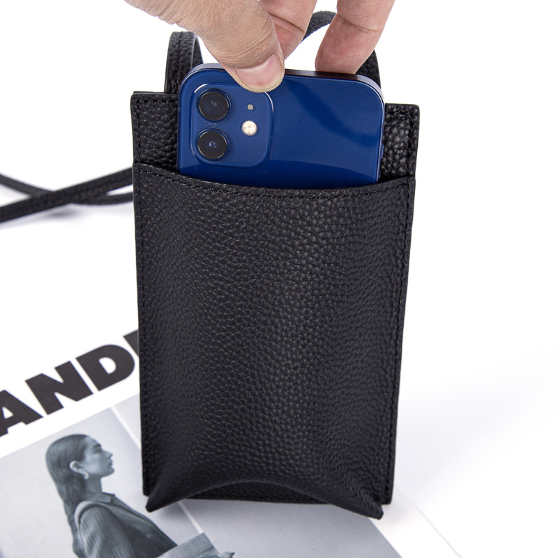 オープンポケットリアルレザースマホショルダー【その他のタイプ、外ポケット付き】 - スマホショルダー専門通販【Smashol(スマショル)】