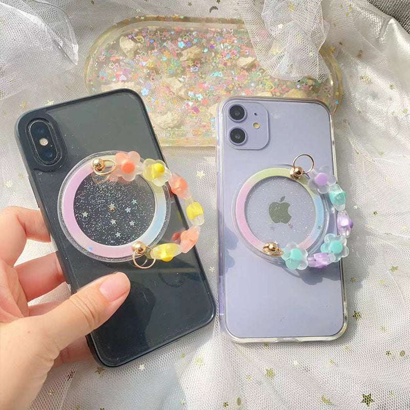 クリアフラワービーズマグネットスマホリング【スマホリング】