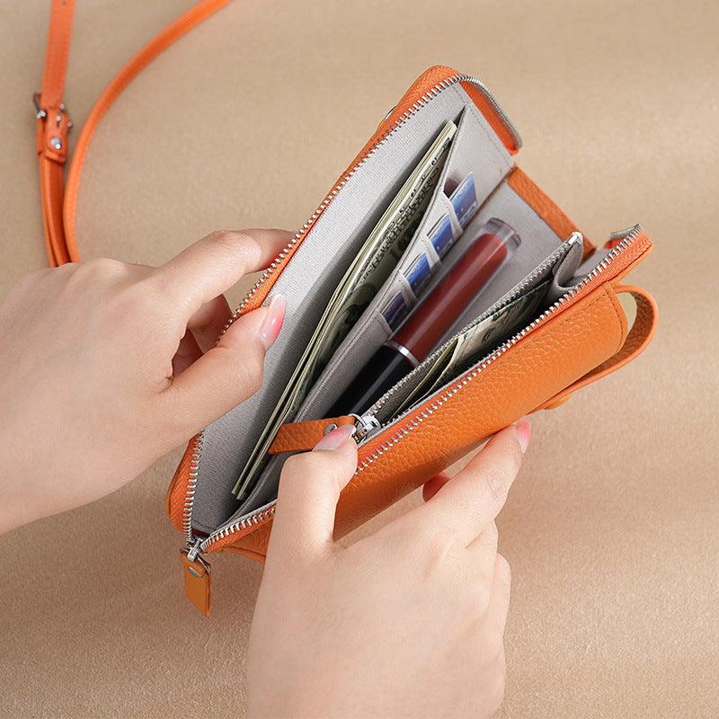 ファッショナブルレザースマホショルダー