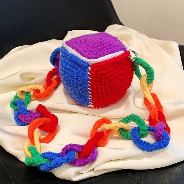 カラフルニットチェーンニットモンスタースマホサコッシュ【その他のタイプ】