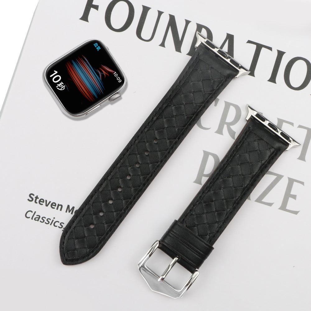 【全7色】エレガント編み込みレザーアップルウォッチバンド【Apple Watch】