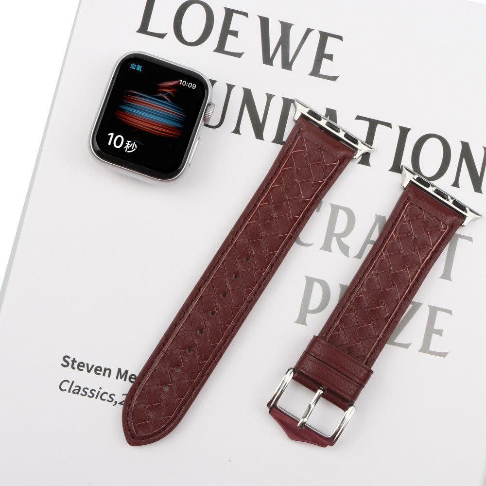 【全7色】エレガント編み込みレザーアップルウォッチバンド【Apple Watch】