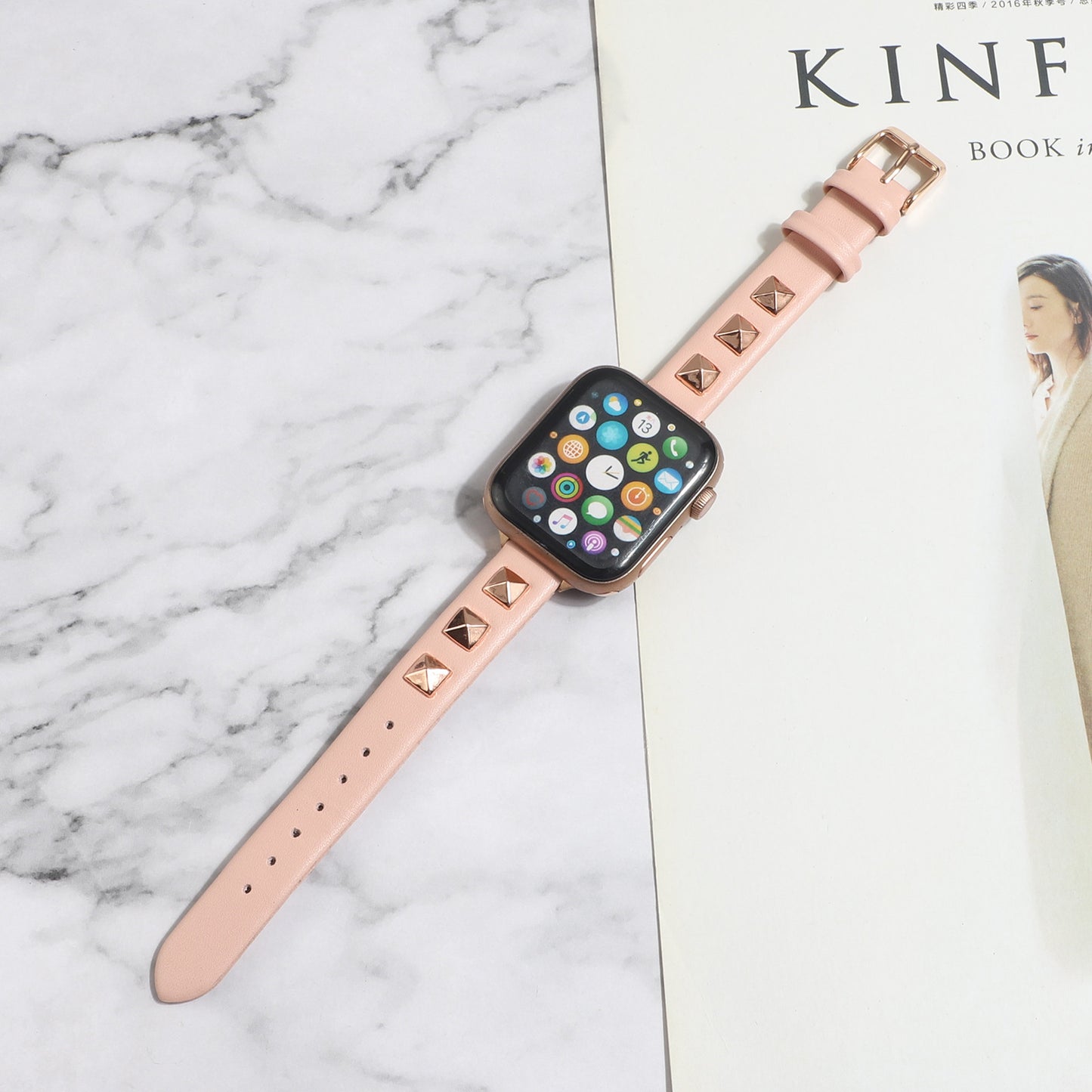 【スタッズが輝く】モードレザーアップルウォッチバンド【Apple Watch】