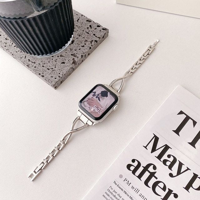【煌めくストーン】X字ジュエリーアップルウォッチバンド【Apple Watch】