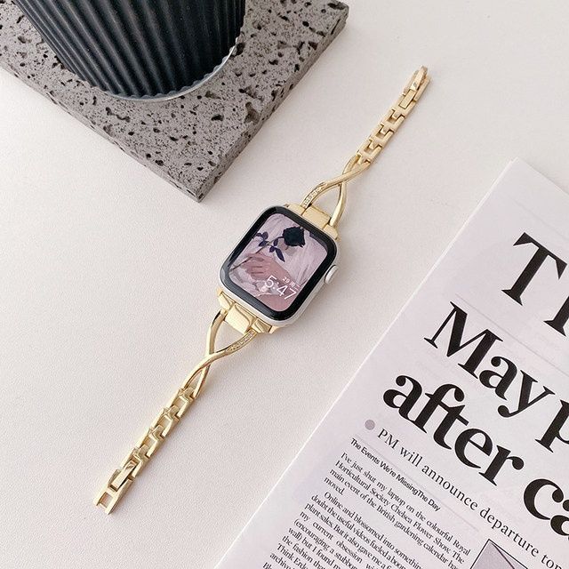【煌めくストーン】X字ジュエリーアップルウォッチバンド【Apple Watch】