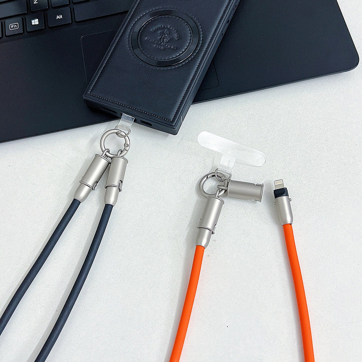 5カラー充電ケーブル機能付きスマホショルダーストラップ【ストラップタイプ、パッチ付き】