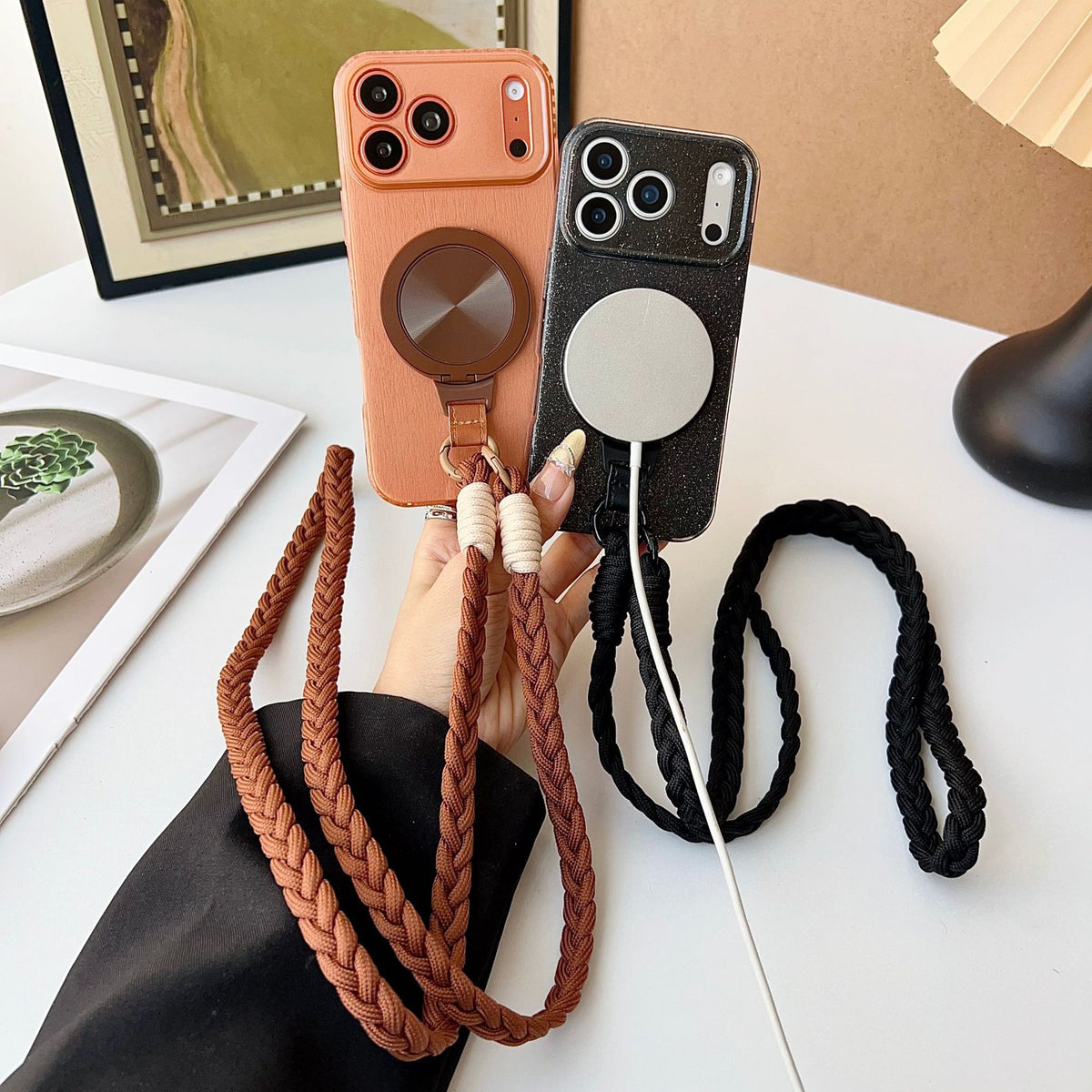 MagSafeリング編み込みスマホショルダー