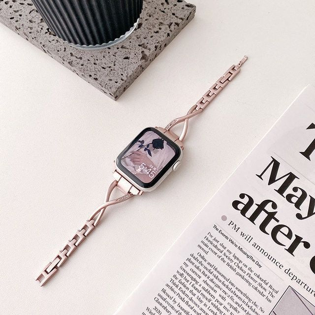 【煌めくストーン】X字ジュエリーアップルウォッチバンド【Apple Watch】