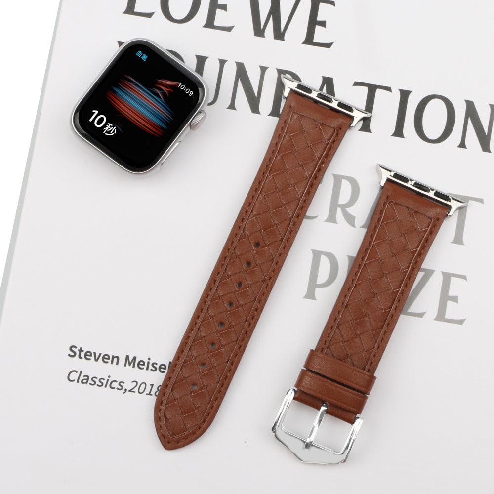 【全7色】エレガント編み込みレザーアップルウォッチバンド【Apple Watch】