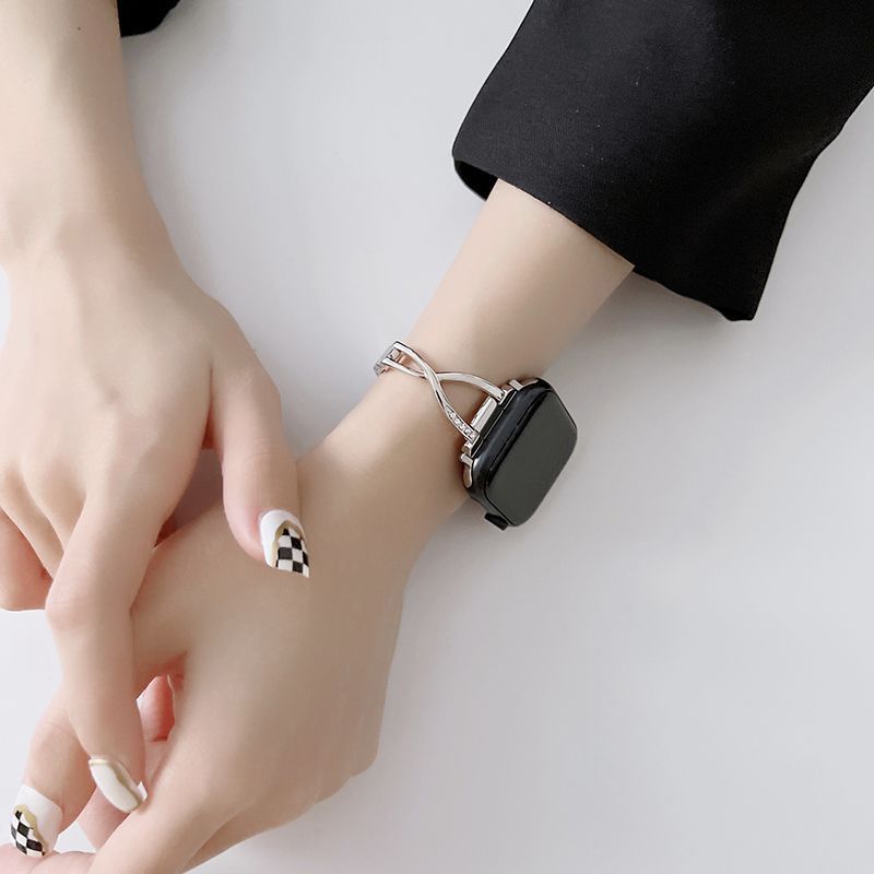 【煌めくストーン】X字ジュエリーアップルウォッチバンド【Apple Watch】