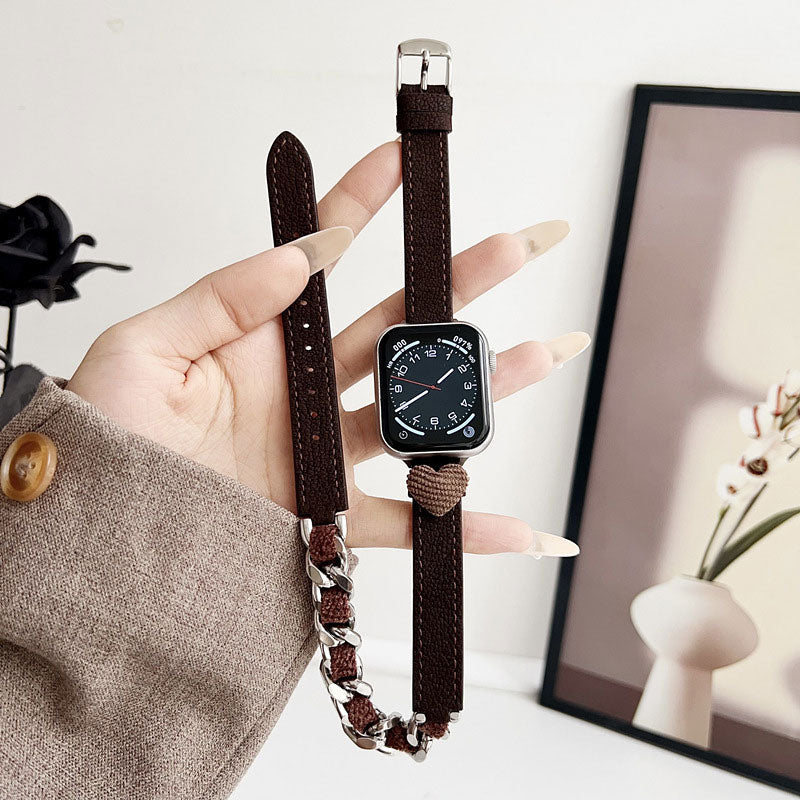 【秋冬デザイン】もこもこハートダブルループアップルウォッチバンド【Apple Watch】