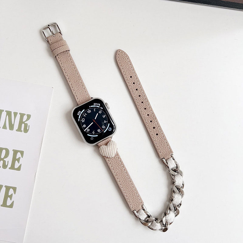 【秋冬デザイン】もこもこハートダブルループアップルウォッチバンド【Apple Watch】