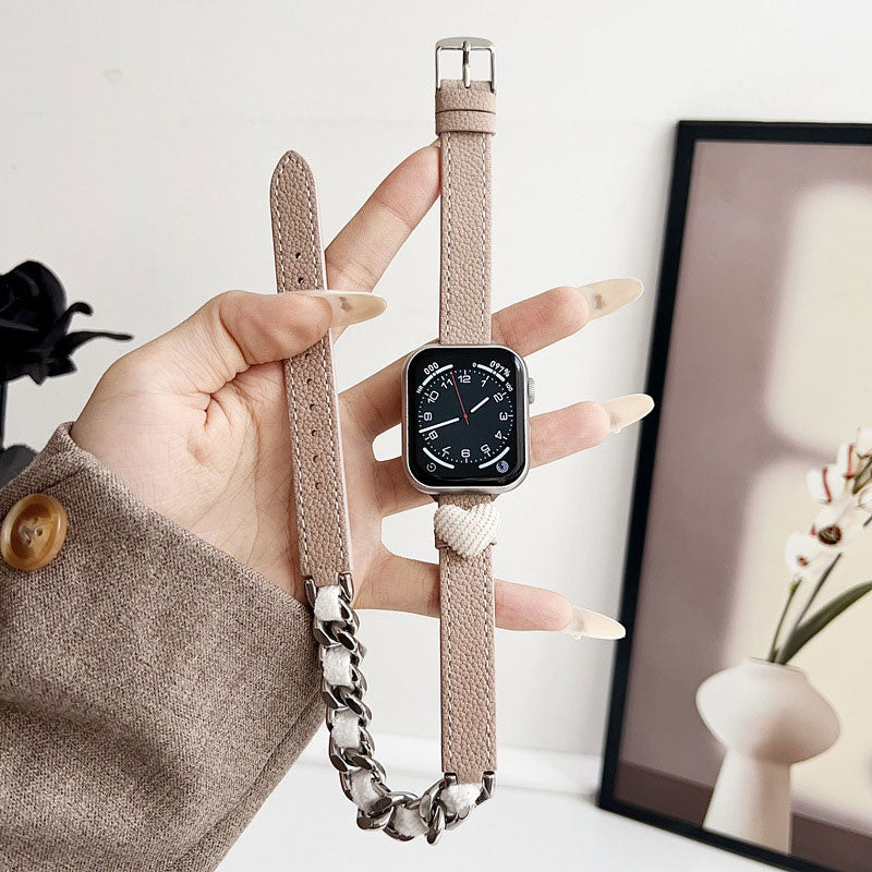 【秋冬デザイン】もこもこハートダブルループアップルウォッチバンド【Apple Watch】