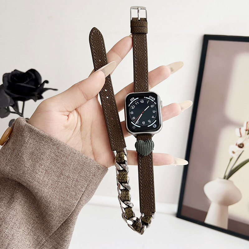 【秋冬デザイン】もこもこハートダブルループアップルウォッチバンド【Apple Watch】
