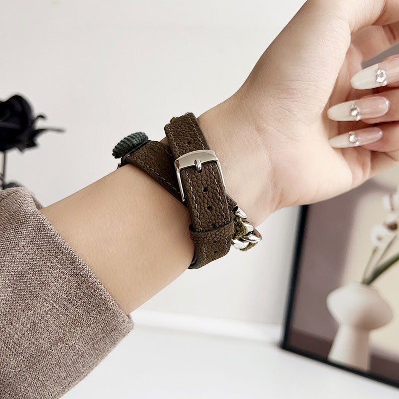 【秋冬デザイン】もこもこハートダブルループアップルウォッチバンド【Apple Watch】