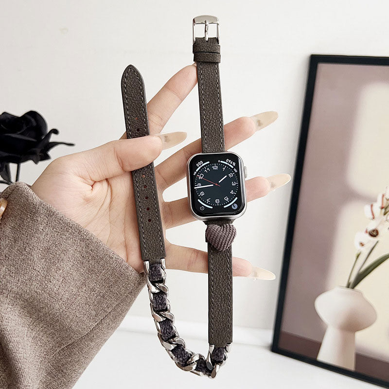 【秋冬デザイン】もこもこハートダブルループアップルウォッチバンド【Apple Watch】