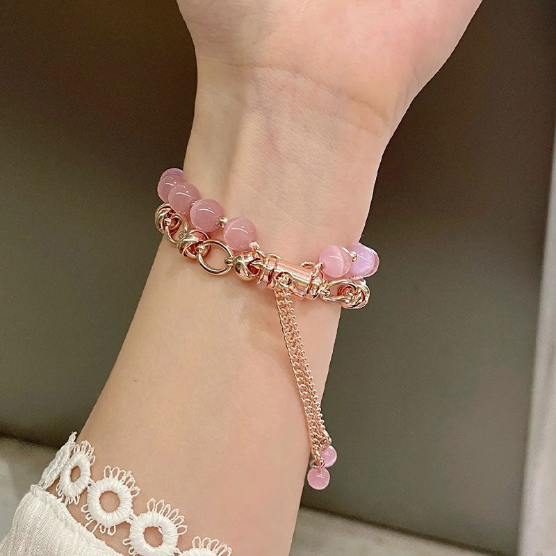 【上品に揺れる】天然石風ビーズブレスアップルウォッチバンド【Apple Watch】