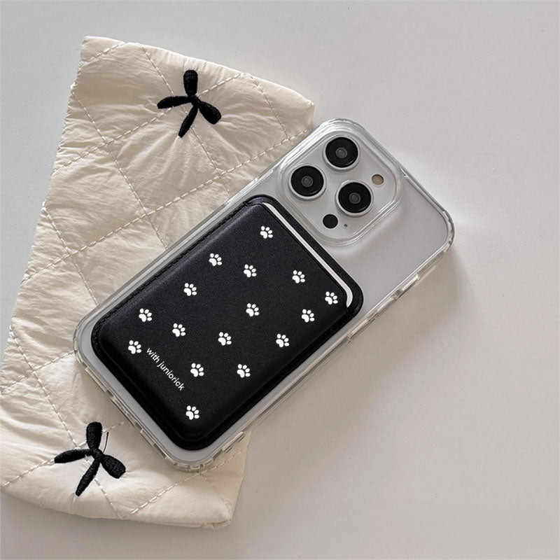 【シンプルかわいい】肉球ドットMagSafeカードケース【スマホカードケース】