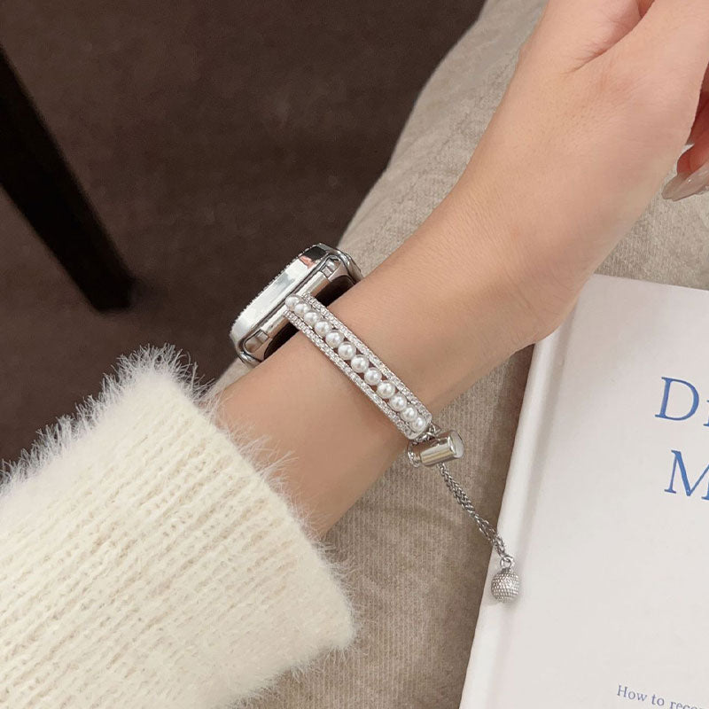 【可憐な輝き】パールチェーンバングルアップルウォッチバンド【Apple Watch】