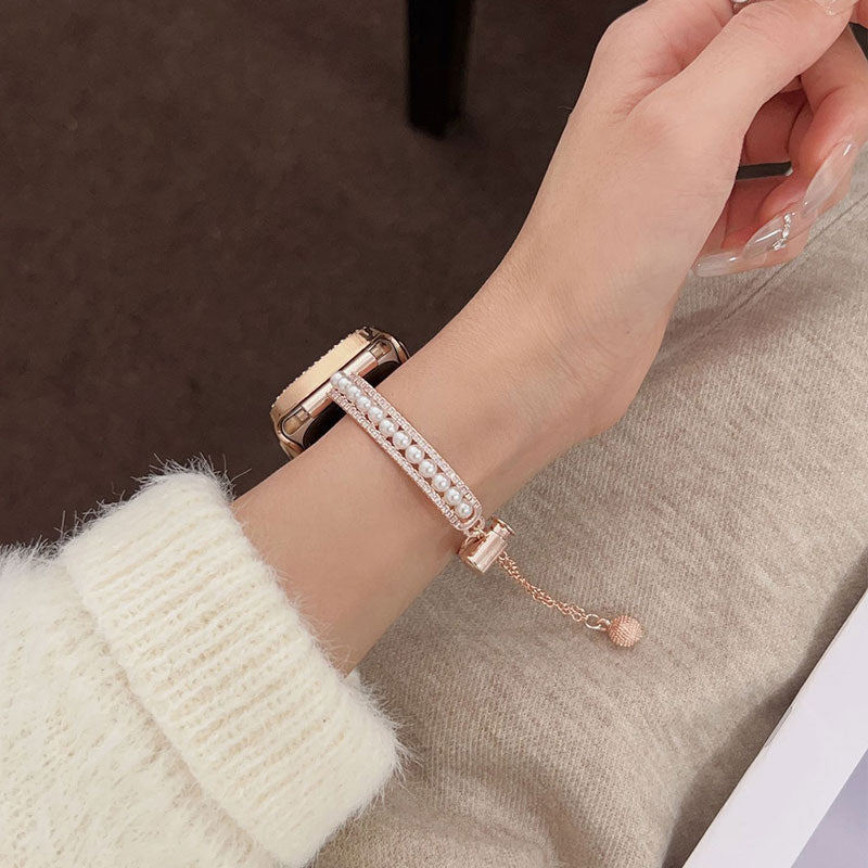 【可憐な輝き】パールチェーンバングルアップルウォッチバンド【Apple Watch】