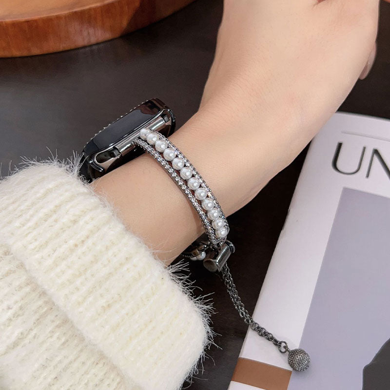 【可憐な輝き】パールチェーンバングルアップルウォッチバンド【Apple Watch】