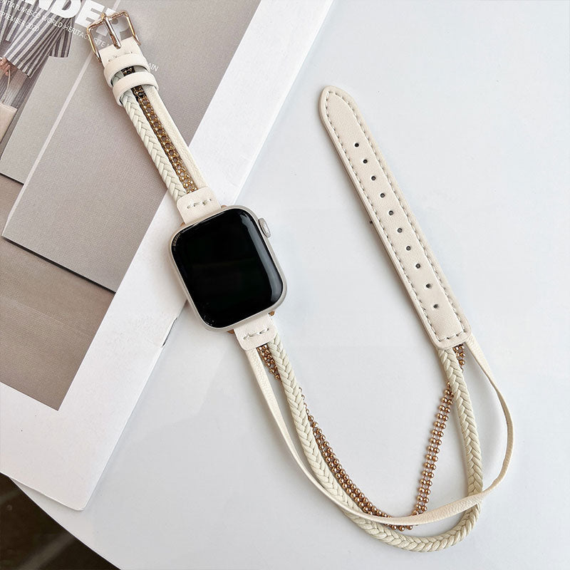 【選べるタイプ】3連レザー&メタルアップルウォッチストラップ【Apple Watch】
