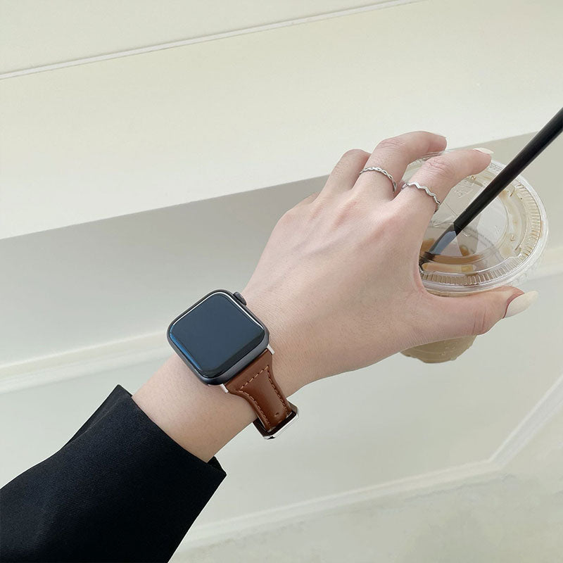 【上品に魅せる】スリムレザーベルトアップルウォッチバンド【Apple Watch】