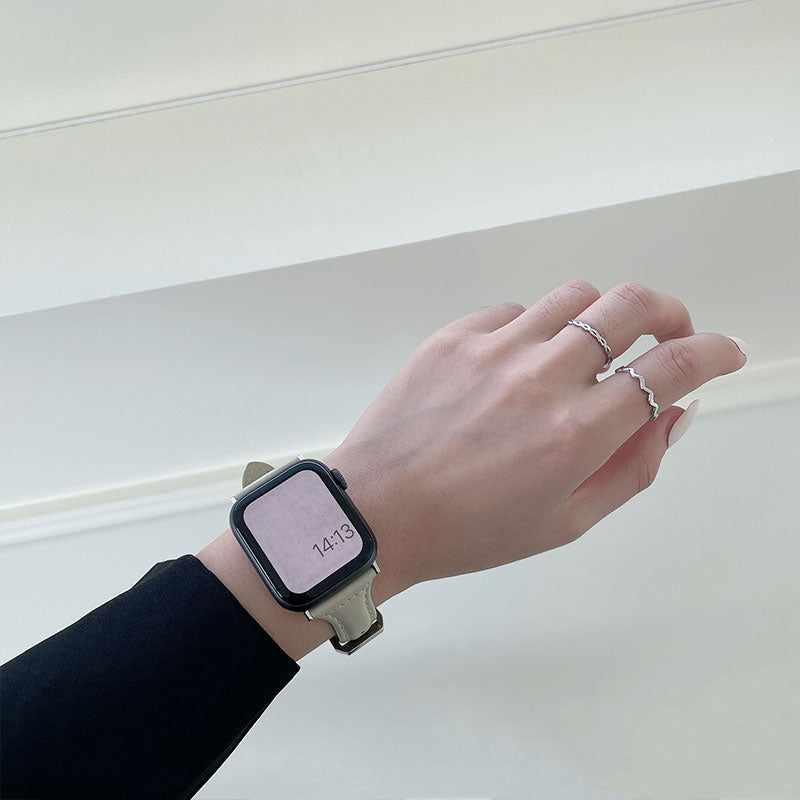 【上品に魅せる】スリムレザーベルトアップルウォッチバンド【Apple Watch】