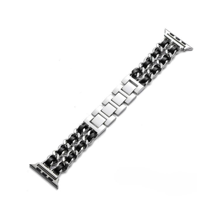 【全10色】メタルチェーンレザーアップルウォッチバンド【Apple Watch】