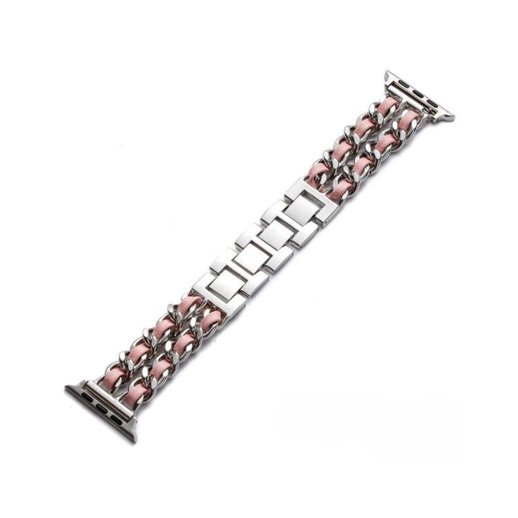【全10色】メタルチェーンレザーアップルウォッチバンド【Apple Watch】