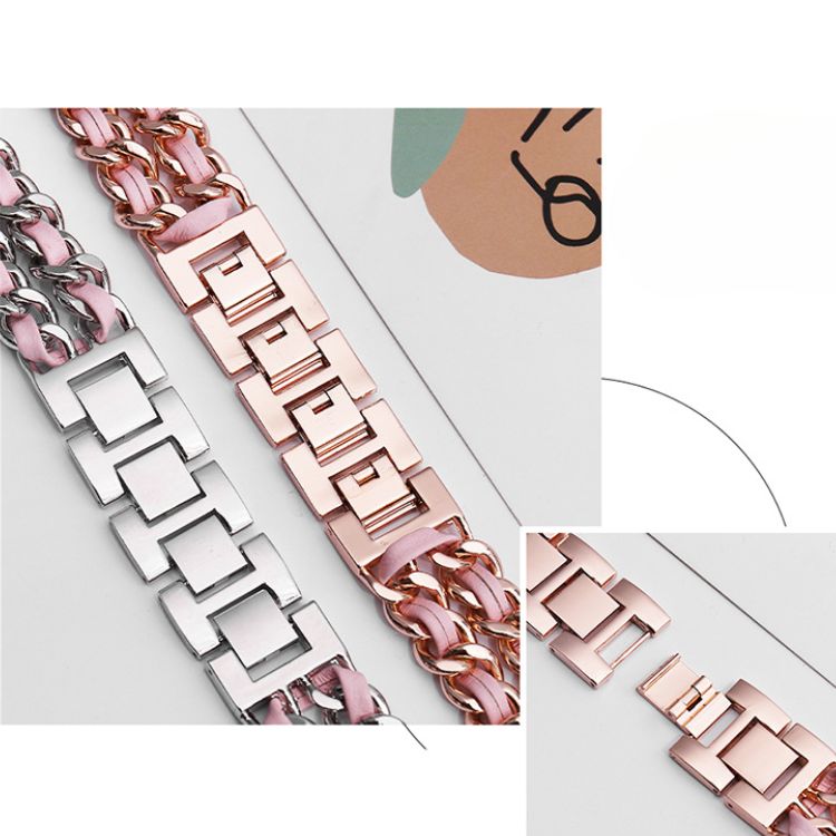 【全10色】メタルチェーンレザーアップルウォッチバンド【Apple Watch】