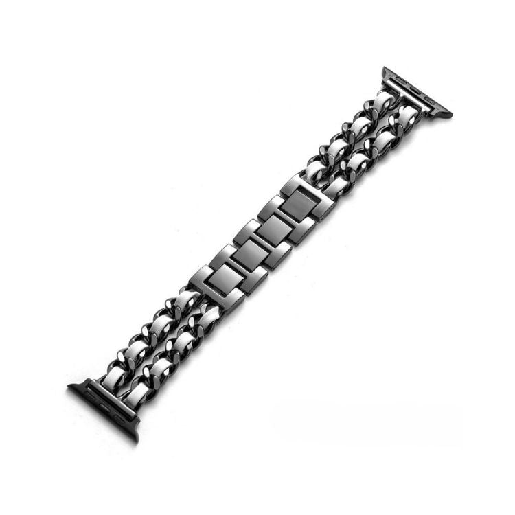 【全10色】メタルチェーンレザーアップルウォッチバンド【Apple Watch】