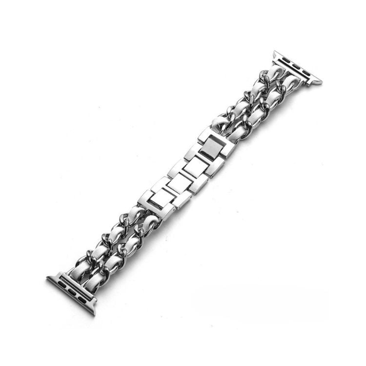 【全10色】メタルチェーンレザーアップルウォッチバンド【Apple Watch】