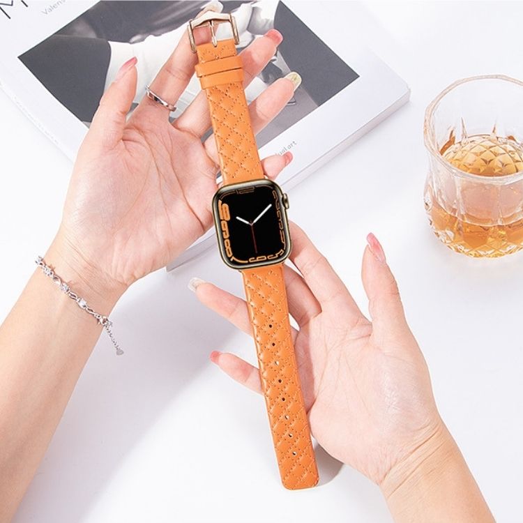 【全9色】ダイヤモンドパターン本革アップルウォッチバンド【Apple Watch】