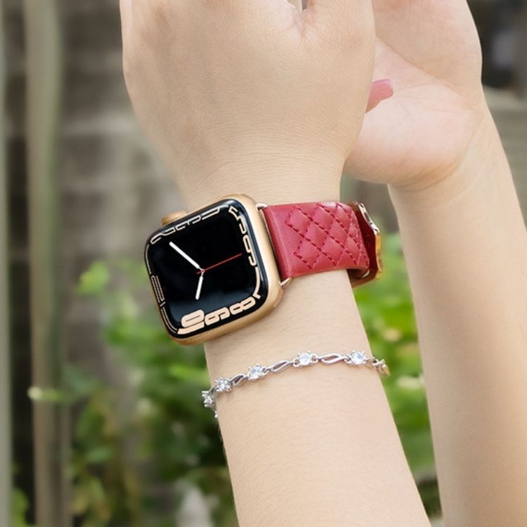 【全9色】ダイヤモンドパターン本革アップルウォッチバンド【Apple Watch】