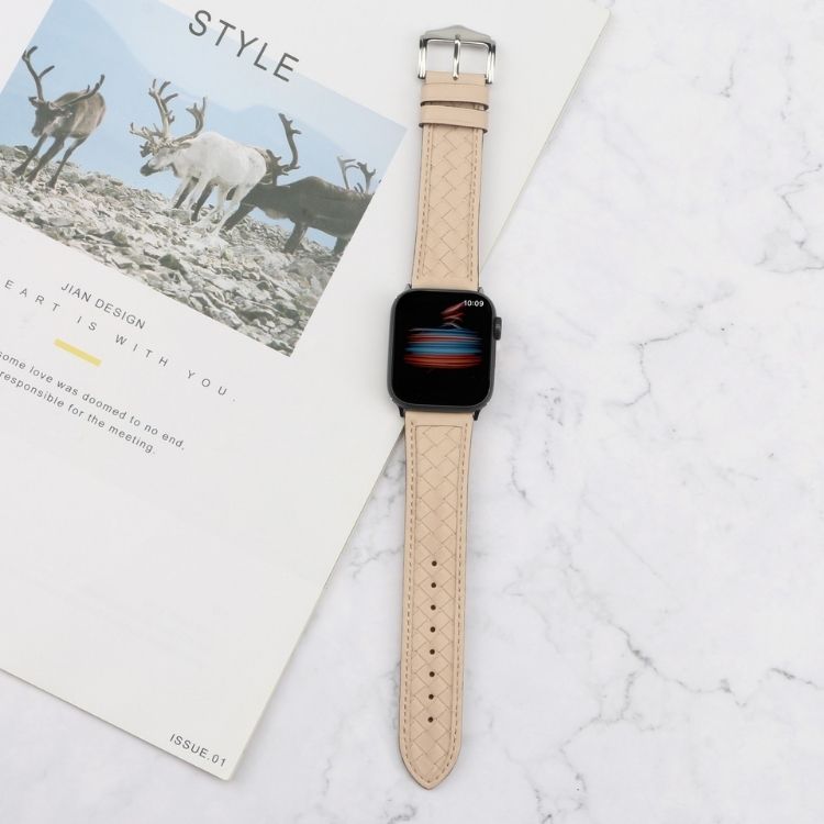 【全7色】エレガント編み込みレザーアップルウォッチバンド【Apple Watch】