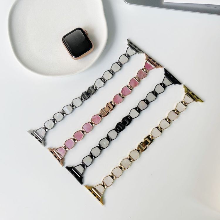 【上品に煌めく】シェルデザインアップルウォッチバンド【Apple Watch】