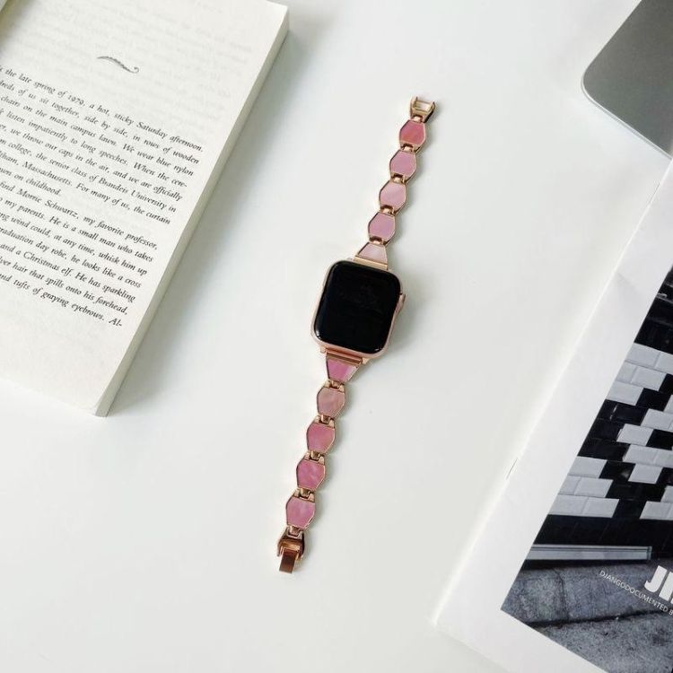 【上品に煌めく】シェルデザインアップルウォッチバンド【Apple Watch】
