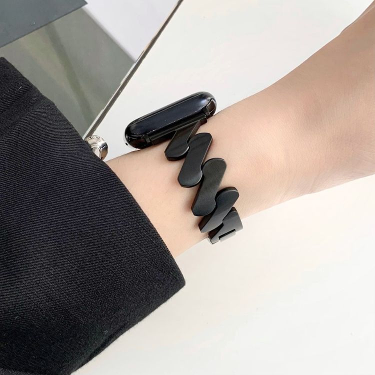 【優美に揺れる】ウェーブデザインメタルアップルウォッチバンド【Apple Watch】