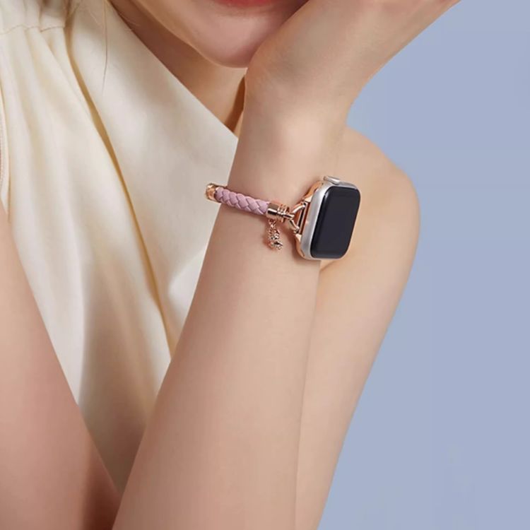 【華やかブレス風】本革ロープ編みレザーストラップ【Apple Watch】
