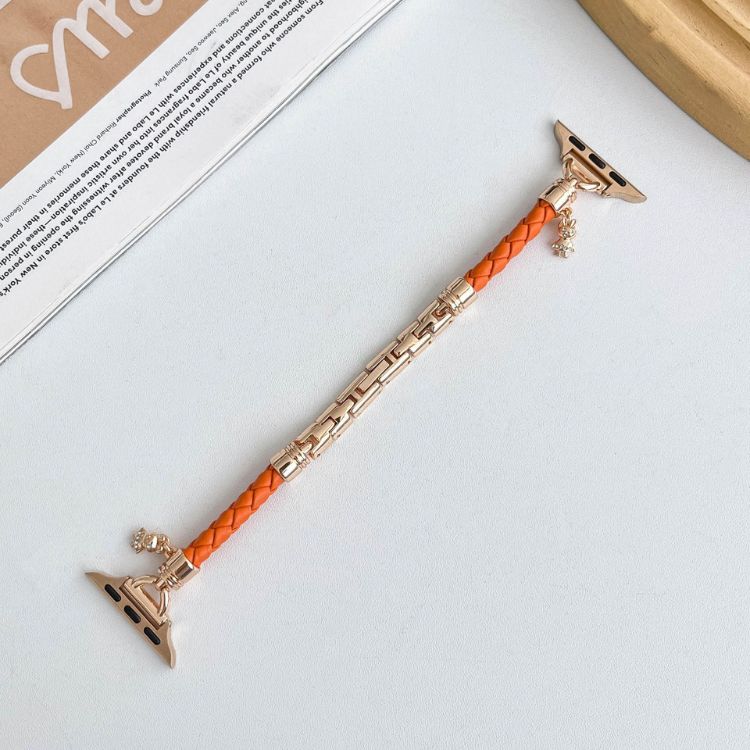 【華やかブレス風】本革ロープ編みレザーストラップ【Apple Watch】