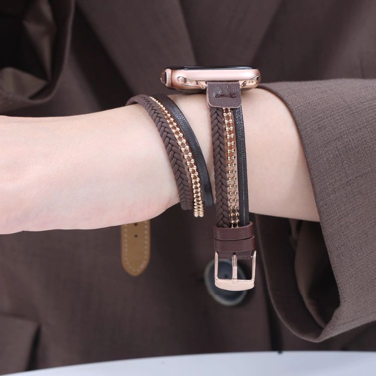 【選べるタイプ】3連レザー&メタルアップルウォッチストラップ【Apple Watch】