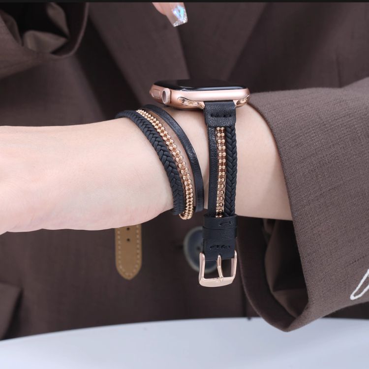 【選べるタイプ】3連レザー&メタルアップルウォッチストラップ【Apple Watch】