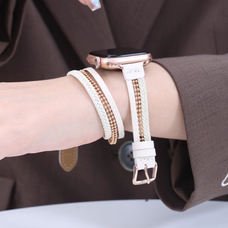 【選べるタイプ】3連レザー&メタルアップルウォッチストラップ【Apple Watch】