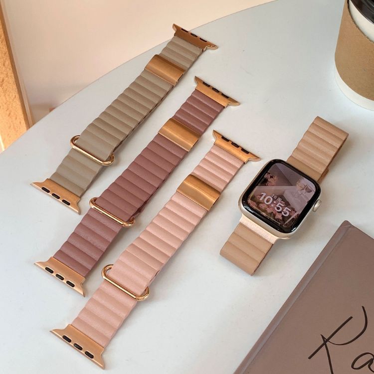 【全6色】マグネットシボレザーアップルウォッチバンド【Apple Watch】