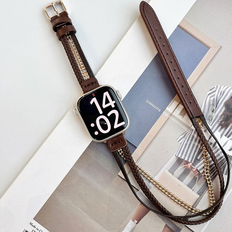 【選べるタイプ】3連レザー&メタルアップルウォッチストラップ【Apple Watch】