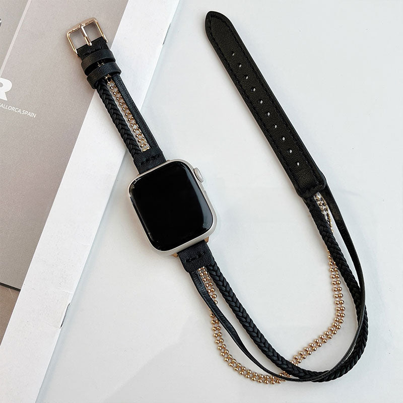 【選べるタイプ】3連レザー&メタルアップルウォッチストラップ【Apple Watch】