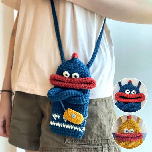 ブルーイエローニットモンスタースマホサコッシュ【その他のタイプ】