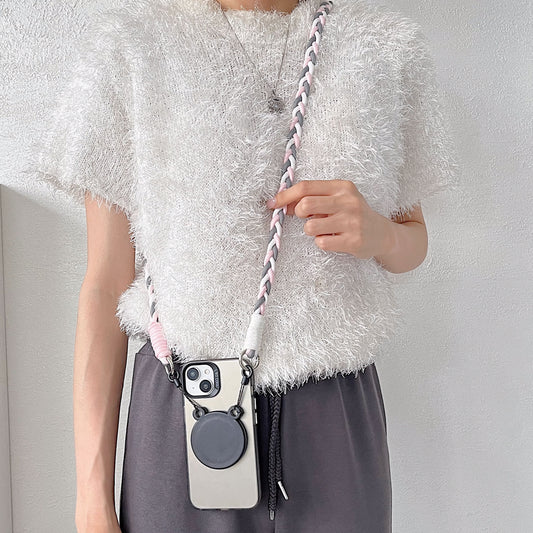 カラフル編み込みロープスマホショルダー【MagSafe】